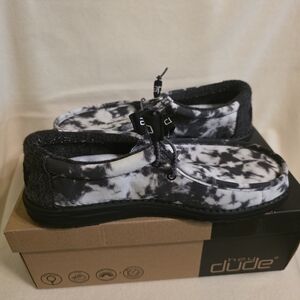 Hey Dude Black and White Tie-Dye Shoes